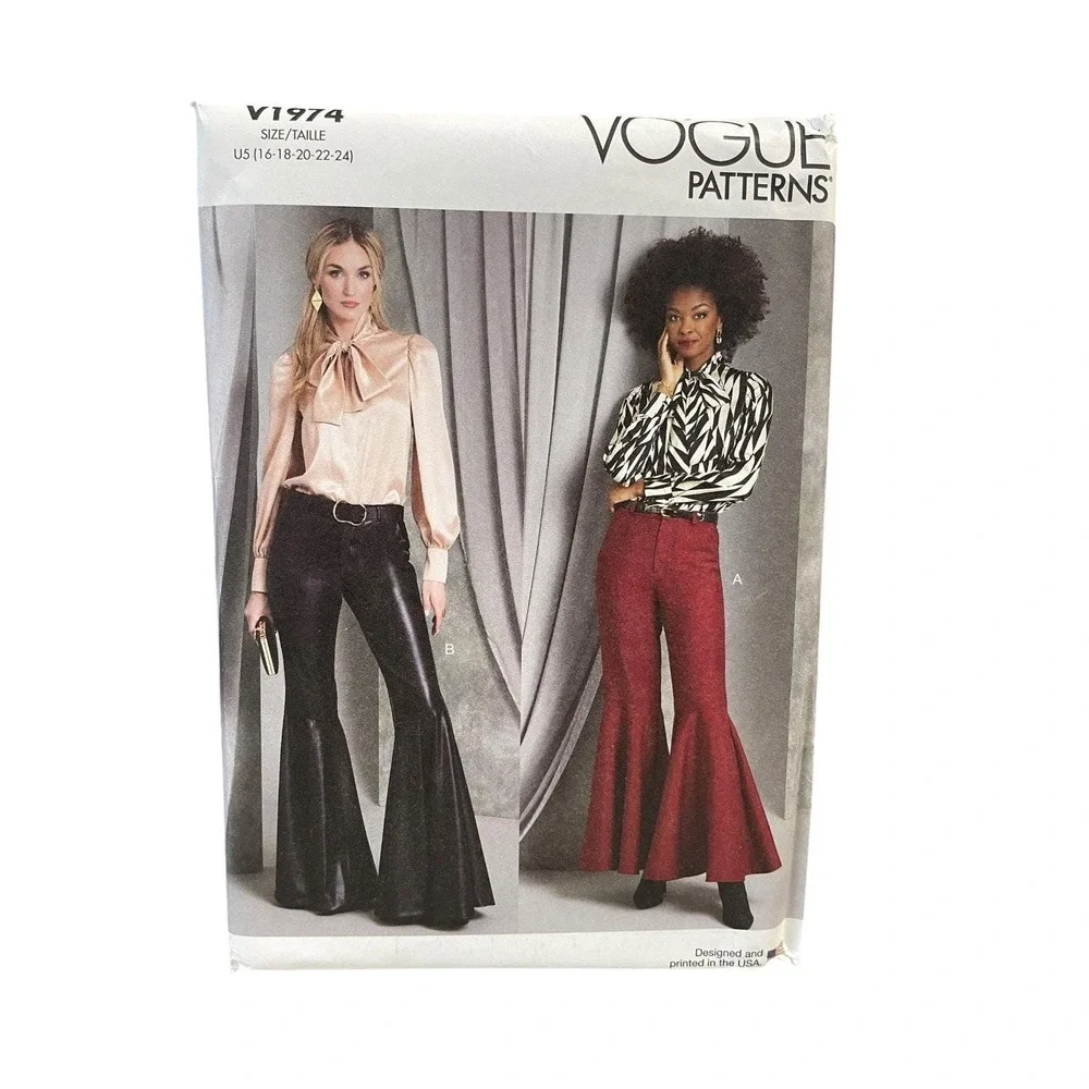 Vogue V1974‎ Bell Bottom Pants Sewing Pattern U5 16-24 Flared Retro